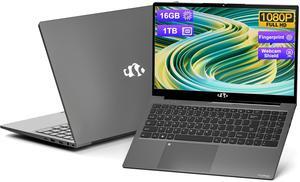 15.6 FHD Laptop, Win 11 Laptop Intel 12th Gen N100(Beat i3 1115G4), 16GB RAM 1TB SSD, WiFi 6, BT5.2, USB3.0, Type_C, Laptop Computer with Fingerprint Login Backlit Keyboard for Student and Business