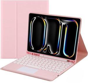 NUWONAYA Touchpad Keyboard Case for Galaxy Tab S9/S9 FE/S8/S7 with S Pen Holder,Candy Color Round Keys Magnetic Detachable Trackpad Keyboard,Pink