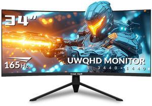 Great voell 34 Inch Gaming Monitor Curved 165Hz UWQHD 3440x1440, Ultrawide Monitor, 1500R, 1Ms, 99% sRGB, HDMI 2.0, DP 1.4, FreeSync, HDR, Anti-Blue Light Eye Protection, VESA, Can Be Tilted