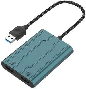 CQHVKQ USB 3.0 to HDMI Adapter Dual 4K@60Hz (DL 6950) Adapter for Windows, MacOS, Mac M1 M2 M3 Driver Required