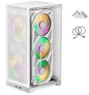 ShinySnake L400 Mesh ITX Computer Chassis - 12.1L Compact Gaming Case, Enhanced Airflow Mesh Panels, 350mm Vertical GPU, ATX/SFX PSU Compatibility, PCIe 3.0 Riser & DP 1.4 Cable, White