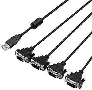 UOTEK USB to 4-Port 9-Pin RS-232 Cable Converter, 4.9FT USB V2.0 to DB9 RS232 Serial Adapter Gold Plated for Win 10/8.1/8/7/Vista/XP/Mac UT-8814