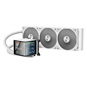 TRYX Panorama 360 White 360mm AIO 6.5'' AMOLED Curved Screen 3D Anamorphic Effect Customizable AIO Cooler 360mm Asetek 8th Gen V2 320w TDP Magnetic Performance Fan Intel LGA 1851/1700 AMD AM5/AM4