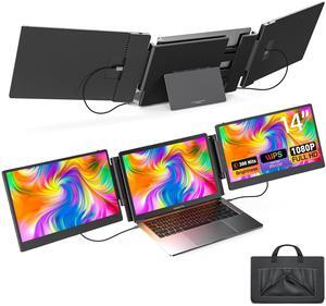 Kwumsy Laptop Screen Extender Portable - S3 Triple Laptop Monitor Extender 14" 1080P FHD IPS Plug and Play Portable Monitor for Laptop with Stand Compatible with 13-17.3" Mac Windows Linux Switch