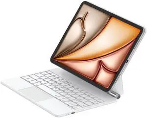 VOWUBO Magic Keyboard Case for iPad Air 11 inch M3 (2025) / M2 (2024) / iPad Air 5th / Air 4th Gen, Magnetic Stand, Multi-Touch Trackpad Backlit, iPad Pro 11(1st /2nd /3rd /4th) Keyboard Case, White