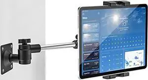 woleyi Tablet Holder for Wall Mount - Aluminum Heavy Duty Phone Tablet Mount with 360deg Rotating Foldable Arm, for iPad Pro 12.9 Air Mini, iPhone, Galaxy Tabs, Switch, 4-13" Cell Phones and Tablets