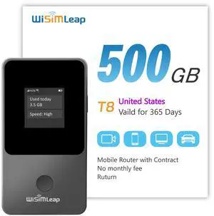 Global Travel Mobile Hotspot Device 4G Pocket Router No Roaming fee Built-in SIM Card No Need Physical Card No Contract 150 Countries Travel Portable WiFi Hotspot 500GB for US