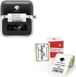 Phomemo M250 3 Inch Label Maker Machine with Tape, 2025 Upgrade Portable Barcode Label Printer for Business, Home, Logo Label, 2.36"x3.39"(60x86mm) Thermal Label, 90 Labels/Roll
