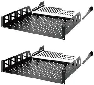Tecmojo 2U Rack Shelf,19 inch Server Rack Shelf 14 inch Depth,Weight Capacity 110Lbs/50kg,Rack Mount Shelf for 19" Network Racks & Cabinets,with Complete Accessories (2Pack)