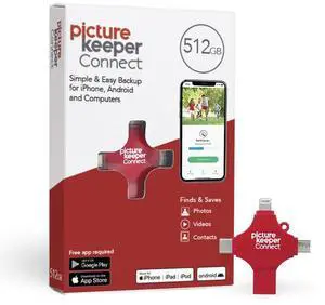 Picture Keeper Connect Photo & Video USB Flash Drive for Apple, Android & PC Devices, 512GB Thumb Drive (Berry Gloss, 512GB)