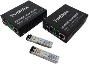 Gigabit Multi-Mode Fiber Ethernet Converter (2 Pcs), with 2 bidirectional SFP LC modules, 1.25G SFP to 10/100/1000Base RJ45, 550M, Plug & Play, Auto-Negotiation, Versatile Compatibility, Metal Case
