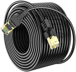 YSONG Cat 8 Ethernet Cable 250t,High Speed 40Gbps,2000Mhz,26AWG,Gold Plated RJ45 Connector,for Outdoor&Indoor Weatherproof UV,for/PC/Modem/Router/Gaming,Faster Than Cat7/Cat6/Cat5