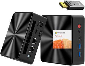 QAZIPO Mini PC, 1 Year Office 365, Alder Lake N100(Up to 3.4GHz), 16GB(4GB) RAM 640GB SSD(128GB+512GB), Dual LAN Mini Desktop Computers Windows 11, 4K Triple Display, Type-C, WiFi 6, BT 5.2 Micro PC