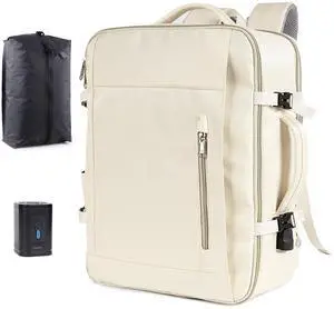 Zingtto Air Vacuum Backpack for Travel with Air Pump, 60L Expandable Backpack with Detachable Vacuum Compression Bag Carry On Large Travel Bag for Airline Laptop Backpack with Shoe Compartment