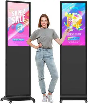 QIXZOCV 32 Inch Indoor Digital Signage Displays Touchscreen Kiosk Floor Standing Advertising Display LCD Poster Interactive Display Android System with Auto Media Player