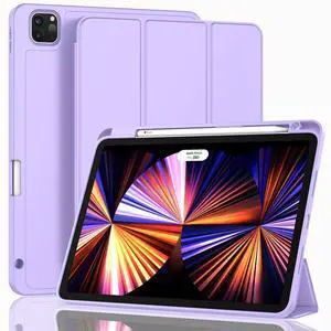 ZryXal New iPad Air 13 Inch Case M2 2024 with Pencil Holder, Smart iPad Case [Support Pencil Pro and Pencil(USB-C)], Support Touch ID and Auto Wake/Sleep (Old Clove Purple)