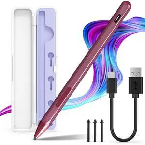 Stylus Pen for Microsoft Surface Pro9/8/7/6/5/4/3/X Surface Laptop/Book/Surface Go3 Go2, with Storage Box, 4096 Tilt Pressure, Magnetic Attachment, USB-C Fast Charging, Palm Rejection Function, Red