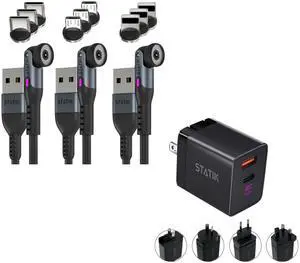 Statik 360 3 Pack Charging Cable (3ft) & GaN Charger (45W)