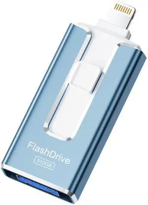 MFi Certified 512GB Flash Drive for iPhone iPad, Photo Stick for External Memory Storage, Easily Back Up and Save Files, USB Memory Stick Thumb Drive for iPhone/iPad/Android/PC