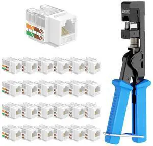 VCE Cat6 RJ45 Keystone Jack Insert UL Listed 25-Pack with Speed Termination Keystone Tool