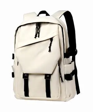 T.Y.ryanryan Men's and Women's Classic Large Capacity Backpack, Durable Fabric, Multiple Pockets, Adjustable Straps, Waterproof, Fits 15.6-Inch Laptop for Work and Travel (Ivory)