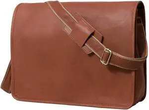 VC VINTAGE COUTURE 18 inch Leather Full Flap Messenger Handmade Bag Laptop Bag Satchel Bag Padded Messenger Bag Brown (Brown)