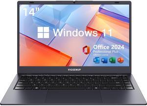 VIGSENUP Laptop with MS Office Pro Plus 2024, 14 inch HD Display Laptop Computer, Quad-Core N5095 Up to 2.9 GHz, 8GB RAM 128GB SSD Laptops, 2.4G/5G WiFi, BT 5.0, USB 3.0, Webcam, Long Battery Life