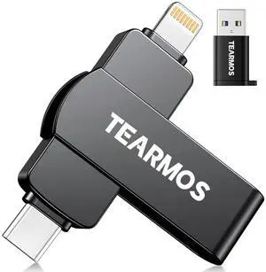 TEARMOS 512GB Flash Drive Intended for iPhone iPad, Memory Stick Storage for Photos and Videos Backup, Compatible with iPhone iPad Android PC, Plug and Play, No Application Required (Dark Gray)