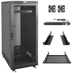 Tecmojo Network Rack Cabinet,27U Server Rack,23.6 Inch Depth,Hold Up to 1600Lbs,Lockable Cabinet with Casters and Complete Accessories,Mesh Door,for Home,Office,Small Business (27U 23.6" w*23.6" d)