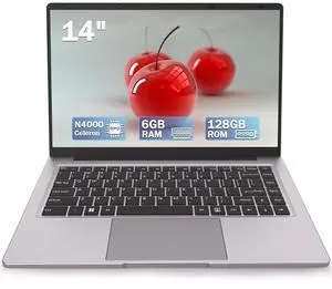 SAINTDISE 14 inch Laptop, 1080P FHD Laptop Computer, 6GB DDR4 128GB SSD Student Laptop, Dual-Core Cerelon N4000 (up to 2.6GHz) Portable Laptop PC, WiFi5, BT5.0, USB3.0, Mini HDMI, Include USB-C Hub
