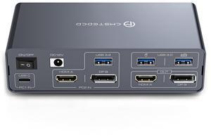 KVM Switch 2 Monitors 2 Computers USB C Docking Station with 4K60Hz HDMI and 4K120Hz DP KVM Switch Dual Monitor 10Gbps USBC+USBA 3.2 Date 5Gbps USB3.0 Date and SD/microSD Card Slots for Laptop&Desktop