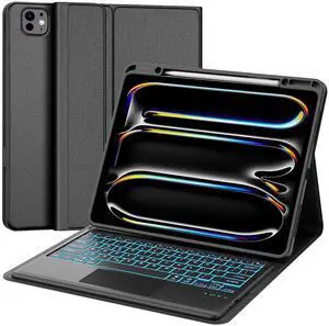 WINCHKING Backlit Keyboard Case for iPad Pro 13 Inch (M4) 2024,7 Colors Backlit,Magnetic Detachable Wireless Keyboard with Touchpad,Precise Cutouts iPad Case with Pencil Holder for iPad Pro 13"