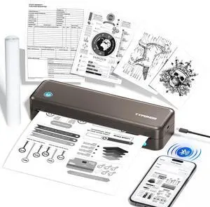 TYPONOS Portable Printers Wireless for Travel, D820 Thermal Inkless Printer Support Sizes from 8.5" x 11" to 2" Width, Suitable for Smartphone & PC, Bluetooth Printers for Home Use(Brown, 1Pack)