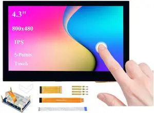 UeeKKoo 4.3inch DSI LCD Compatible with Raspberry Pi 5/4B/3B+/3B//3A+/2B/B+/A+/CM5/4/3+/3, 800x480 Resolution, 5-Points Capacitive Touch Screen IPS Display Monitor, MIPI DSI Interface