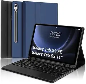 Keyboard Case for Samsung Tablet S9 FE 10.9 Inch with Touch Keypad for Galaxy Tab S9, Detachable Trackpad for Samsung Galaxy S9FE 5G with Pen Slot Folio Cover for S9 11''/S9fe 10.9'' Tab, Navy Blue