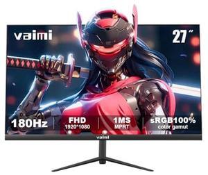 VAIMI Gaming Monitor 27 inch 180Hz 1ms PC Gaming Computer Monitor -FHD 1080P, FreeSync, 1 x HDMI 2.1, 1 x Display Port 1.4, 1 x USB, IPS, Blacklevel Adjust, VESA Compatible,Black