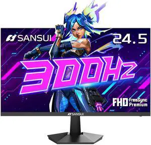 SANSUI 24.5 Inch 300hz 240hz Gaming Monitor, 1080P 1ms FPS PC Monitor Gaming, HDR, FreeSync, DisplayPort x2 HDMI x2, Fast IPS, 120% sRGB, Audio Jack, VESA Support, Desktop Compatible(ES-G25X1 PRO)