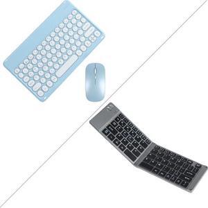 Bluetooth Keyboard Mouse Portable Small Slim Compact Typewriter Ergonomic Travel Bluetooth Keyboard Mouse for iPhone iPad MacBook Pro Laptop Android Phone Samsung Tablet,Foldable Keyboad Bluetooth