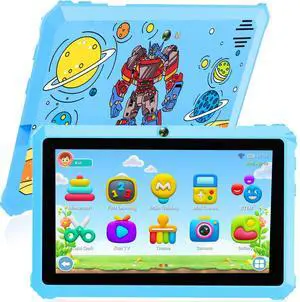 YINOCHE Kids Tablet 7" Android Tablet for Kids 3-7 32GB Tablets for Toddlers with Case WiFi Parental Control Dual Camera GMS Certified Toddler Learning Tablets for Children (Blue)