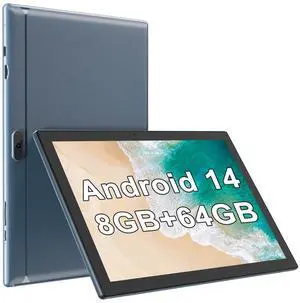 YQSAVIOR Tablet Android 14, Tablet 10 inch, 8GB RAM+64GB ROM & 1TB Expand, 2+8MP Dual Camera, 2.4G WiFi, Bluetooth, IPS Touch Screen, 6000mAh Battery, Tablets Grey