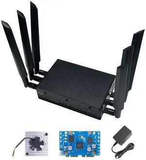 youyeetoo Banana Pi BPI-R4 WiFi 7 Router Development Board - Fully Assembled, MediaTek MT7988A Chip, 4GB RAM, 8GB eMMC, 2X 10Gbe SFP Slots, 4X Gbe Ports, Metal Case