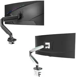 WALI Single Monitor Gas Spring Desk Mount, Heavy Duty Monitor Arm for Ultrawide Screen up to 35-49 inch, 33-44 lbs. Fully Adjustable, Mounting Holes 75 and 100 (GSM001XL+GAM001XL)