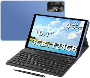 Aidekunlin Tablet with Keyboard,10.1 inch Screen,3GB RAM,128G+128G Memory,4G LTE Android Tablet with Dual SIM Slots, 5MP+16MP Camera, 5000mAh Battery,Notebook Computer (Blue, 3)