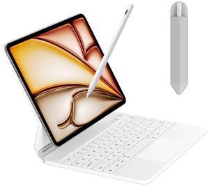 Case with Keyboard for iPad Air 11 (M3/M2, 2025/2024), iPad Pro 11 (4th/3rd/2nd/1st Gen) & iPad Air 5/4, Magic-Style Magnetic Keyboard Case with Stylus Pen, Pencil Holder, Trackpad, Backlight, White
