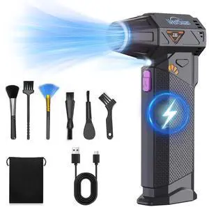 Westswan Compressed Air Duster, 210000RPM Mini Electric Air Duster Equipped with Continuously Variable Speed, Cordless Turbo Blower for Keyboard, PC, Car, Home, Outdoor