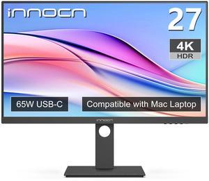 INNOCN 27 Inch 4K Monitor Computer UHD 3840 x 2160 LCD IPS Display, HDR400, USB C 65W, DP, HDMI, PC Monitor for Mac Laptop, 1.07B+ Colors, Built-in Speakers, Pivot/Height Adjustable Stand, Black