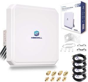 Maswell 4MIMO_Ultra: 4G LTE 5G Panel Antenna, 10dBi High Gain 4X4 MIMO External Antenna, 600-8000MHz for 4G/5G Routers & Gateways for T-Mobile Home Internet, Verizon, AT&T, WiFi 7 Ready (Complete Kit)