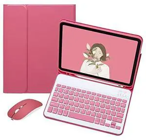 YEEHi Color Keyboard for iPad Mini7 (A17 Pro)/ Mini 6 Keyboard Case with Mouse Cute Detachable Wireless Bluetooth Keyboard Cover for iPad Mini 6th/7th Generation 8.3 Inch,Dark Pink