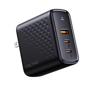 VOLTME 100W GaN III USB C Wall Charger (Foldable Plug), 3-Port PD 3.0 PPS Fast Charge USB-C Charger for Chromebook Laptop, MacBook Pro/Air, Pixelbook, ThinkPad, Dell XPS, iPad, iPhone 14 13, Samsung