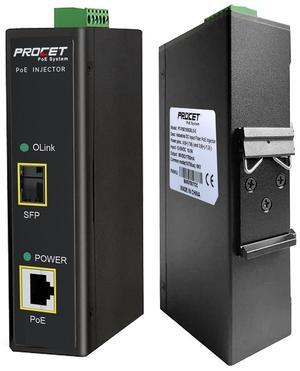 PROCET DIN Rail SFP Fiber PoE Injector 95W SFP Uplink PoE++ Gigabit Power Injector Industrial, IEEE802.3af/at/bt Compliant for IP Camera, Access Point, POS, Kiosks, PT-PSE105GBLS-E